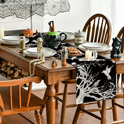 Halloween Table Runner 13x72 Inch Silver Polyester Home Party Decor