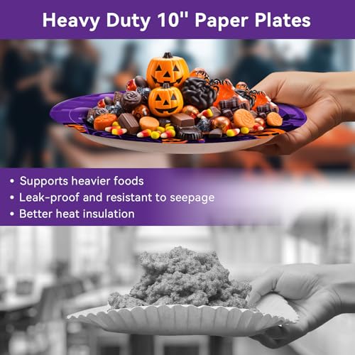 Halloween Paper Plates and Napkins Set - 150 Heavy Duty Disposable Party Supplies