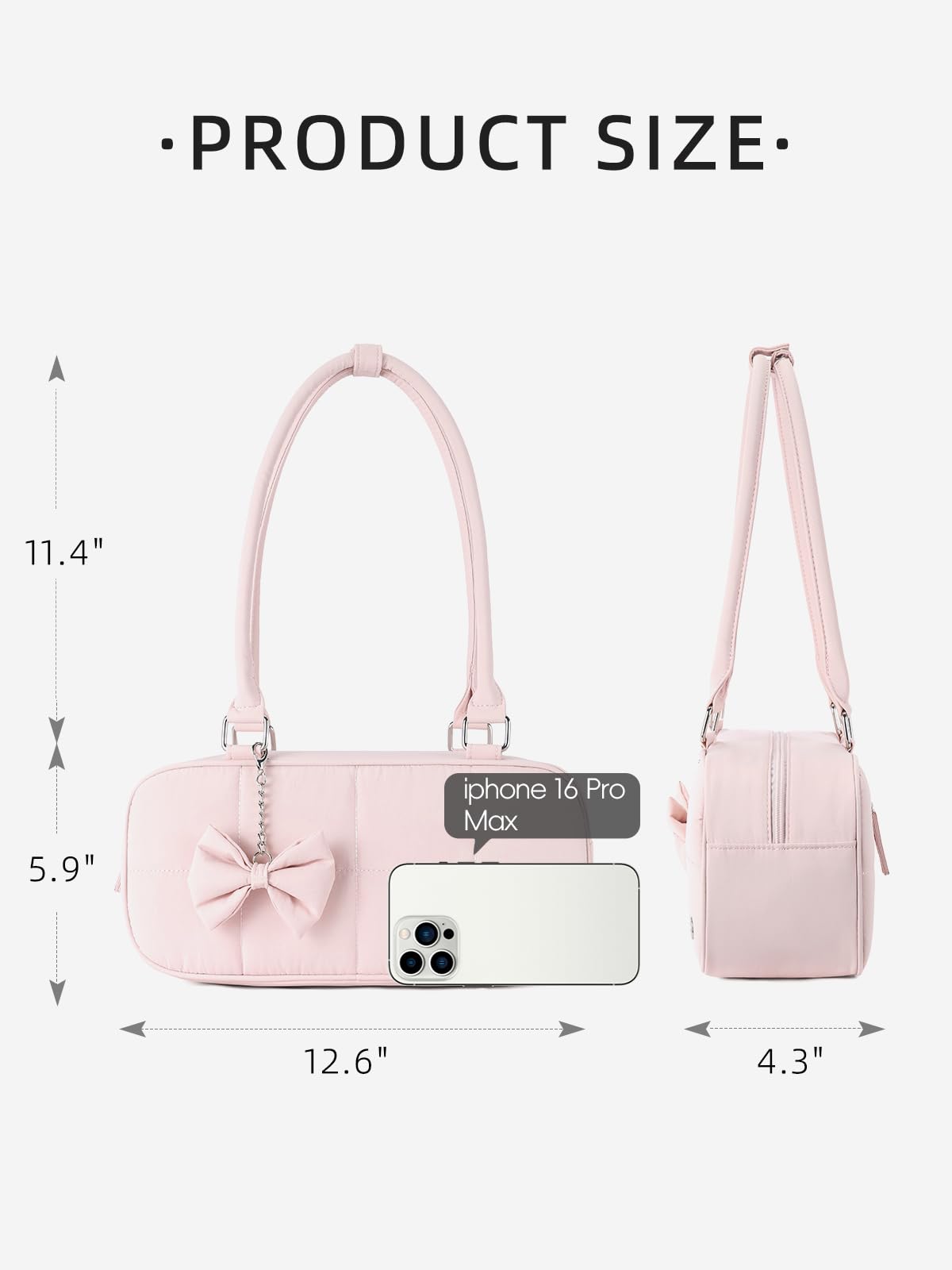 WESTBRONCO Puffer Shoulder Bag for Women Quilted Handbags, Puffy Cosmetic Makeup Bag Organizer with Cute Ornament