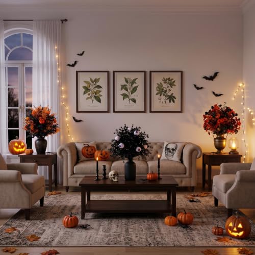 Black 22 Inch Artificial Flower Stakes for Lawn & Garden Decor - Halloween & All-Season Outdoor Stakes - 2 Pack