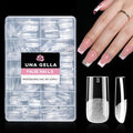 Medium Sharp Square Nail Tips - Soft Gel, 216pcs, 12 Sizes, Pre-Etched Matte Finish