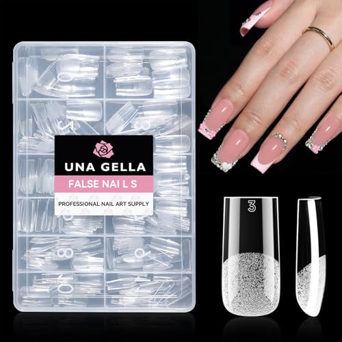 Medium Sharp Square Nail Tips - Soft Gel, 216pcs, 12 Sizes, Pre-Etched Matte Finish