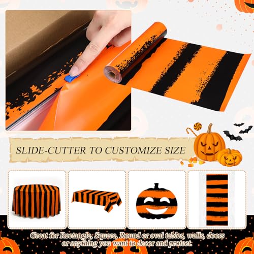 Halloween Tablecloth Roll 54x100ft with Cutter Box - Creepy Carnival Design