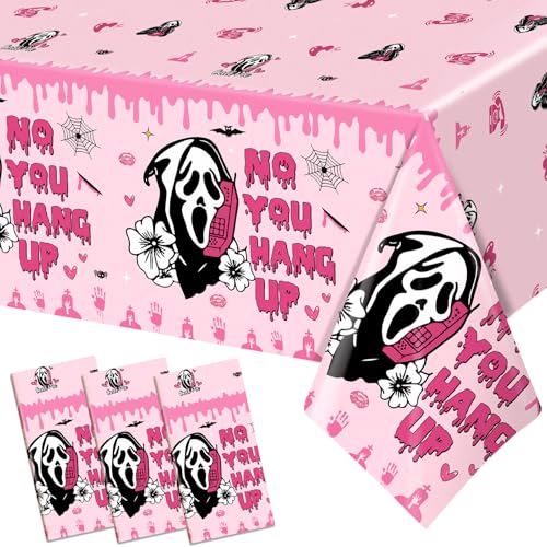 Pink Halloween Tablecloths 3-Pack - 108 x 54 Inch Party Decor