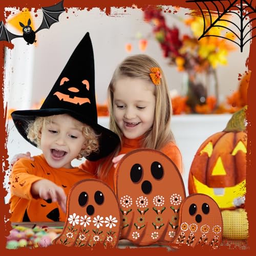 Mexican Ghost Wooden Tabletop Decorations - Halloween Ghost Sign Set, Suzile 3 Pcs