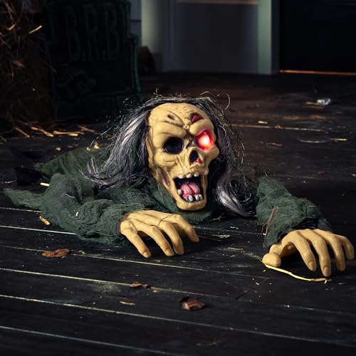 Halloween Zombie Groundbreaker Decor with Creepy Sound & Glowing Eyes for Lawn Yard Haunted House