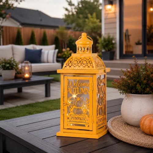 Needomo Autumn Pumpkin Lantern Candle Holder for Home & Garden Decor