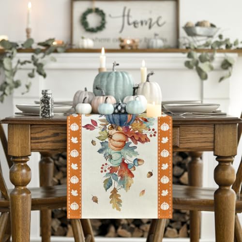 Artoid Mode 13x48 Inch Fall Table Runner Orange Polyester Home Decor