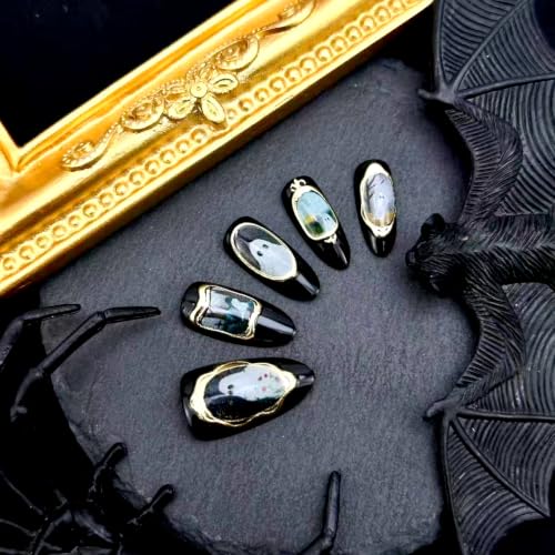 Halloween Ghost Press On Nails Set 36 - Spooky Gothic Pumpkin Spider Web Design