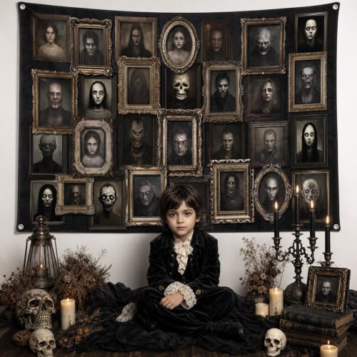 Halloween Portrait Backdrop Banner - Black 70.8x43.3 inch - Spooky Party Decor