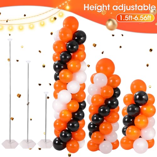 Halloween Balloon Column Stand Set with 102 Balloons - Orange Black White Variation