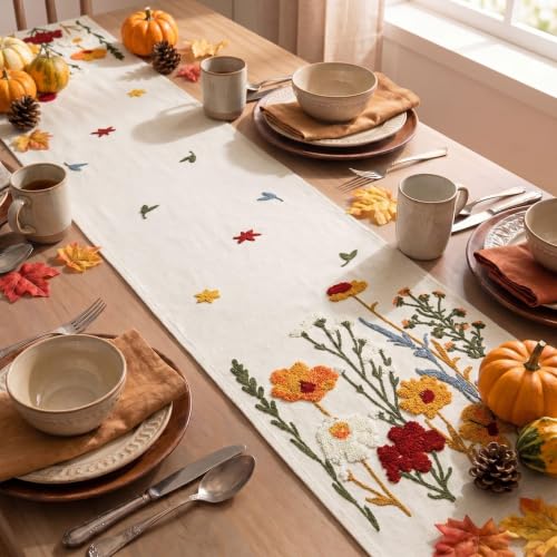 3D Chain Embroidery Table Runner 13x72 Inch for Dining & Home Decor