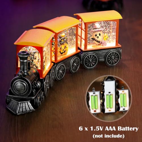 Halloween Train Snow Globe Skeleton Reaper Black Cat Pumpkin Ghost - Priddop Halloween Decorations