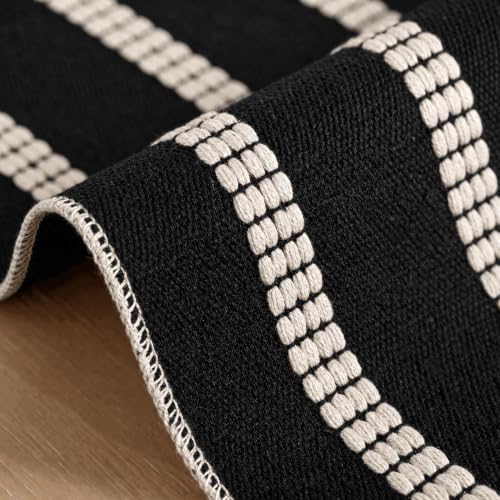Farmhouse Black Dashed Stripe Table Runner - 12x36 Inch Seasonal Holiday Decor