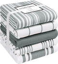 Cotton Clinic Assorted Kitchen Towels 5 Pack Grey White - Soft Absorbent & Quick Drying