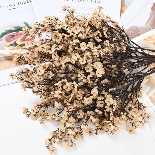 Beige Silk Baby's Breath Flowers - 6 Pack Real Touch Faux Floral Decor