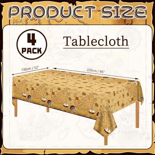 Pirate Tablecloth Set - Waterproof Treasure Map Party Decor for Kids