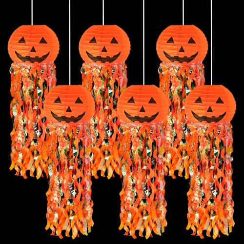 Halloween Pumpkin Paper Lanterns Set of 6 Indoor Outdoor Party Decorations