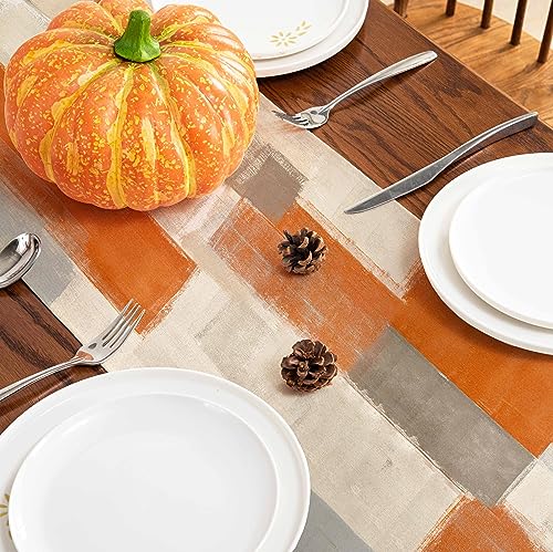 Orange Grey Table Runner 36 Inch Long for Home Decor - 13x72 Variation