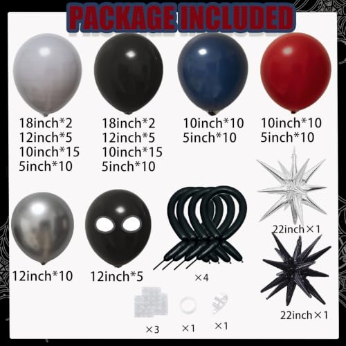 Balloon Arch Kit 130Pcs Superhero Spider Theme Party Decorations for Birthdays & Halloween
