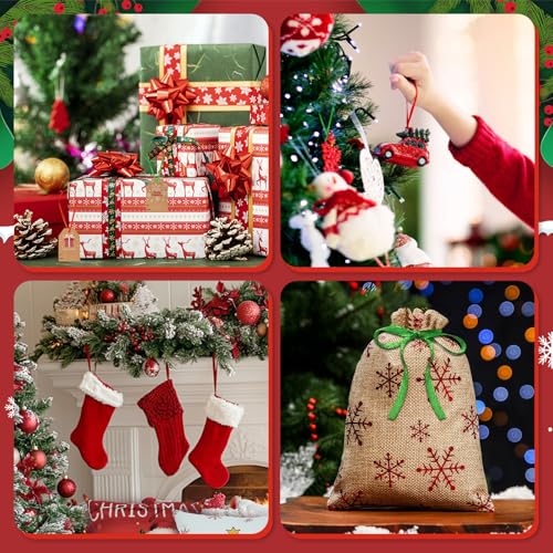 Christmas Ornament Ribbon Hangers - Red & Green Hand Tied String Hooks for Tree & Decorations