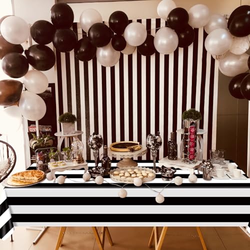 Black and White Striped Tablecloth Roll 51in x 100ft - Party & Event Decor - Black Variant
