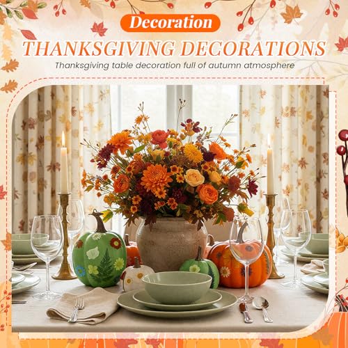 Fall Craft Pumpkin & Dried Flower DIY Kit - Orange White Green, 12 Pcs