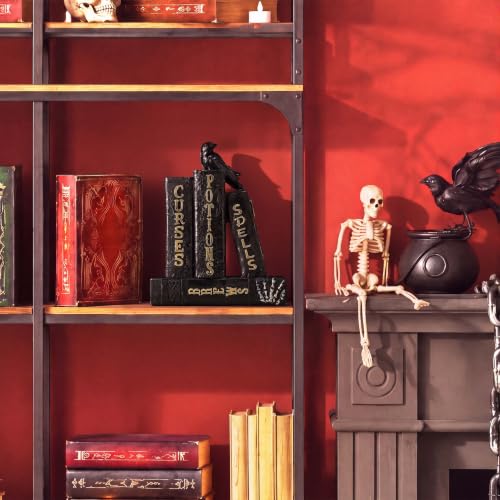 Halloween Spell Book Decor with Black Raven Style - Mantel & Book Decor