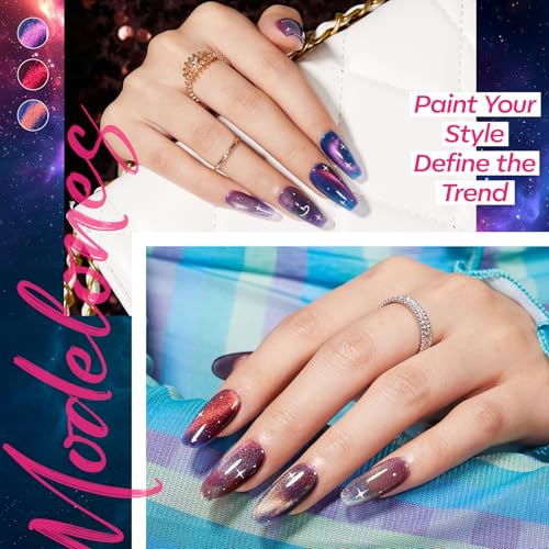 Modelones Cat Eye Glitter Gel Nail Polish Set - Aurora Variation - 6 Colors