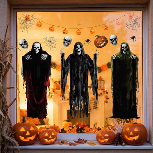 Extra Large Halloween Skeleton Window Clings - Spooky Decorative Decals for Glass