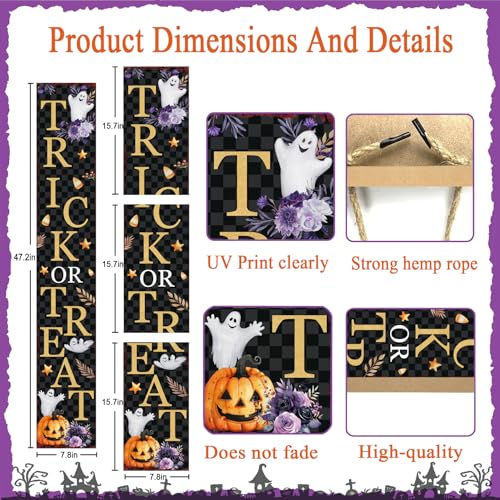Large Halloween Welcome Sign for Front Door 47-inch Trick or Treat Porch Decor