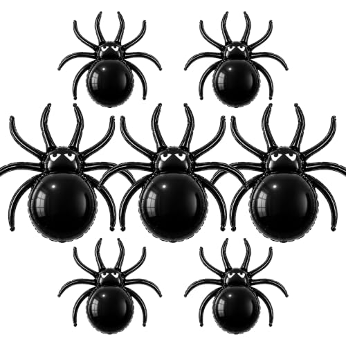 Halloween Spider Balloons Set - 7pcs Large & Small Foil Decorations