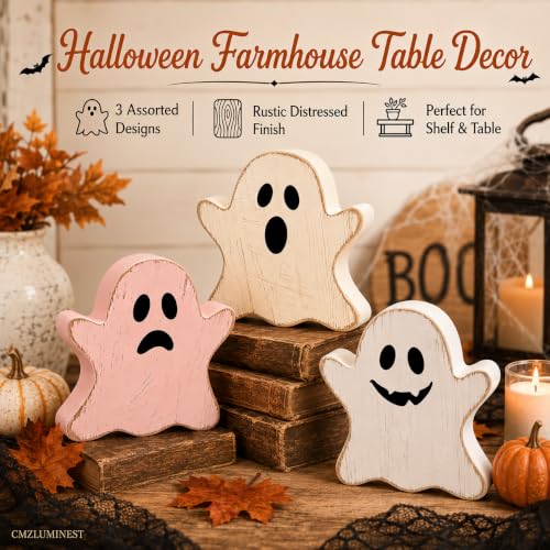 Sadness Halloween Ghost Decor Set - Indoor Table Decorations for Home, Whimsical Pastel Theme