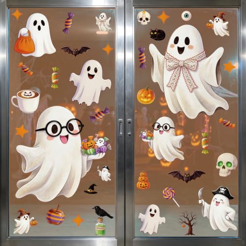 Halloween Bat Window Clings Set - Ghost Pumpkin Stickers for Windows - Halloween02 Variation