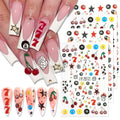 Cartoon Pool & Dice Nail Art Stickers - 4 Sheets 5D Embossed Self-Adhesive