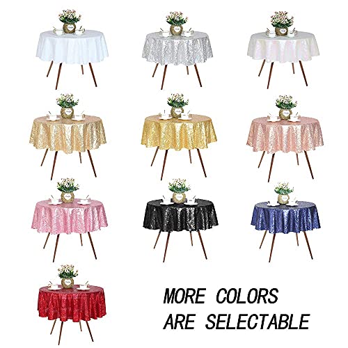 Black Sequin Tablecloth 50 Inch Round Glitter Party Table Cover - Variation: Black / 50 Inch
