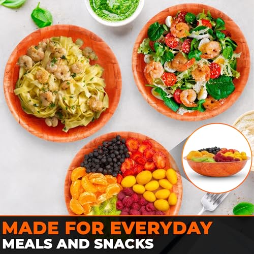 Wooden Salad Bowls Set of 6 - 7.9 Inch, Stackable, Light & Durable Kitchen Serveware