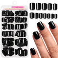 Black Extra Short Square Press On Nails with Glue Tabs - Timeless & Glossy