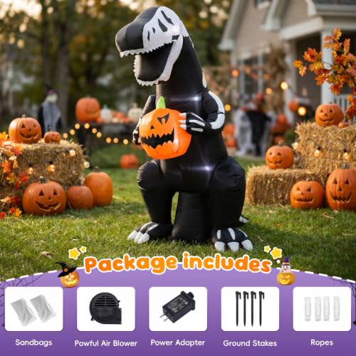 Halloween Dinosaur Pumpkin Inflatable Decoration - 6ft Horror Outdoor Decor - Dinosaur Pumpkin Variation