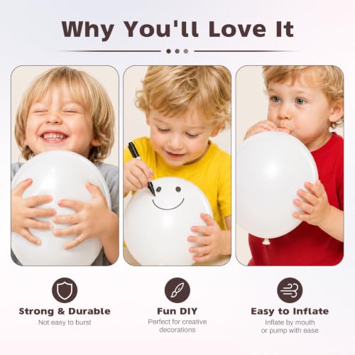White Balloons - 12 Inch Latex Wedding Party Balloons - White-1