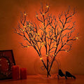 Black & Orange Lighted Halloween Branches with Timer - Indoor Outdoor Fairy Lights 21in 75L