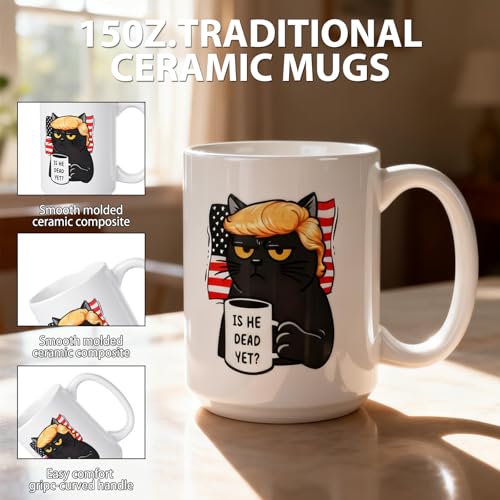 Black Is He Dead Yet Coffee Mug 15 oz Ceramic Funny Gift for Liberals