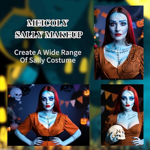 Sally Halloween Makeup Kit - Blue Face Paint, Eyeshadow, Lipstick & Stage Accessories