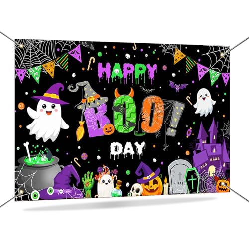 Happy Boo Day Halloween Birthday Banner Backdrop 6x3.6ft Decoration