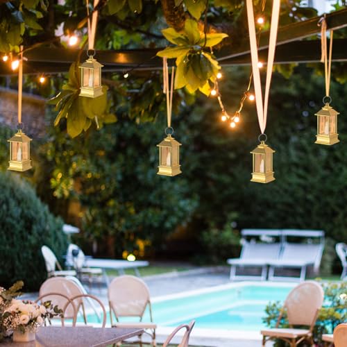 24 Pack Gold Mini Lanterns Decorative Indoor for Wedding & Events - Plain
