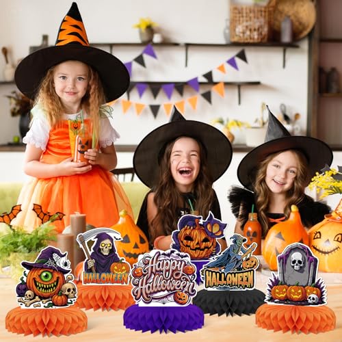 Halloween Honeycomb Table Centerpieces - 9 Pack Party Decorations