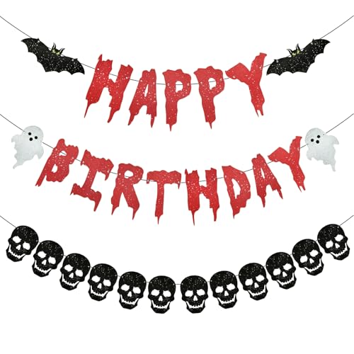 Halloween Skull Heart Banner Garland - Spooky Party Decorations