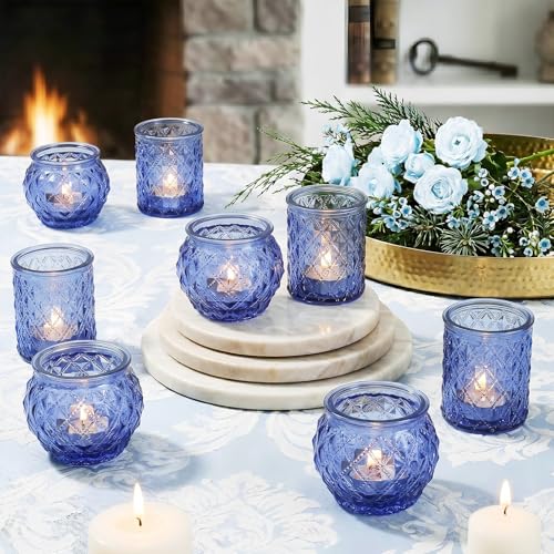 Blue Votive Candle Holders Set of 36 for Wedding & Home Decor - Variation: Blue