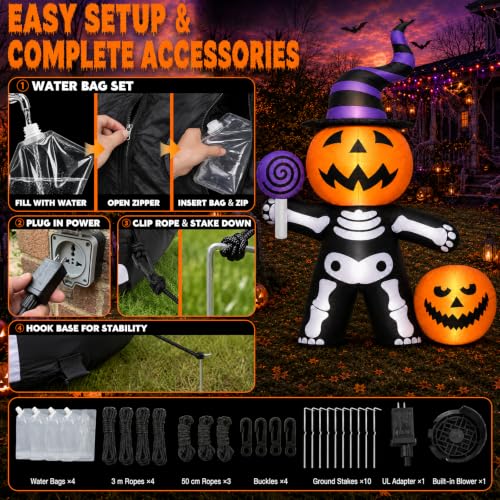 Halloween Inflatable Ghost Family with Pumpkin - 9.5 FT Outdoor Decorations - Ghost Pumpkin Family Variation