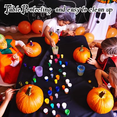 Halloween Plastic Tablecloth Set - Black and Orange, 12 Pieces
